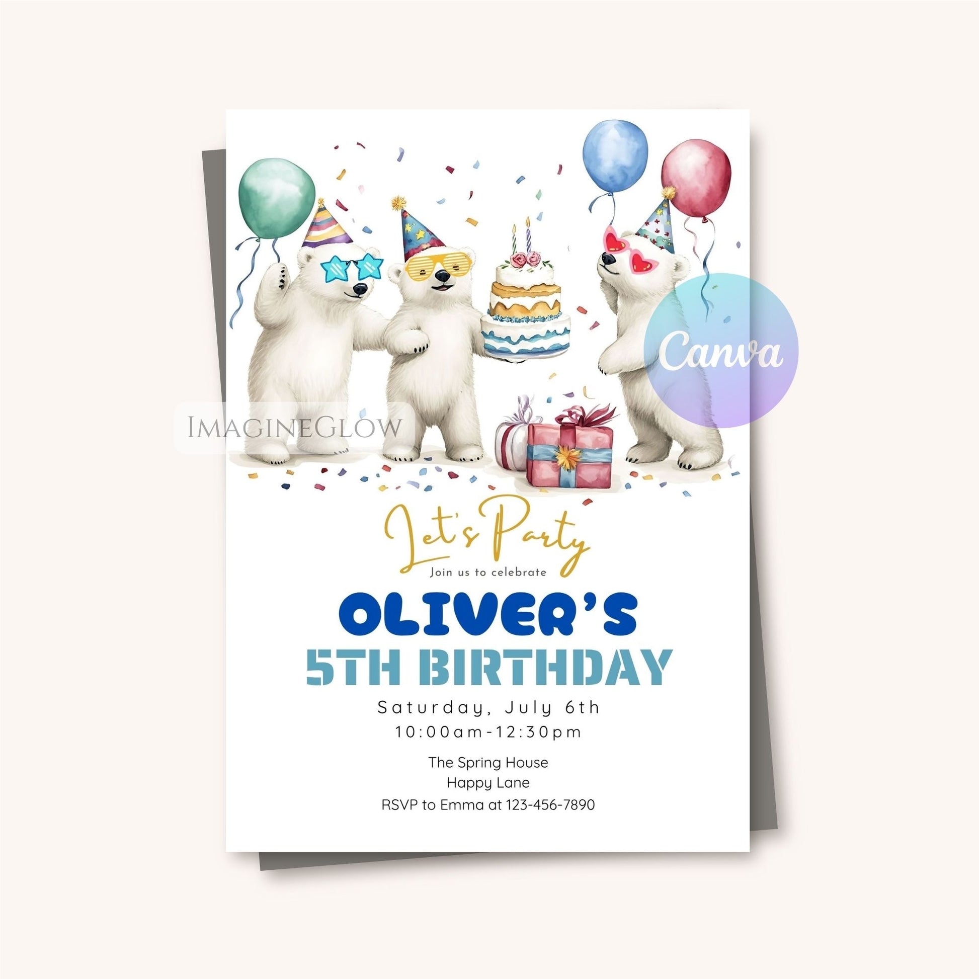 cute polar bear birthday card
