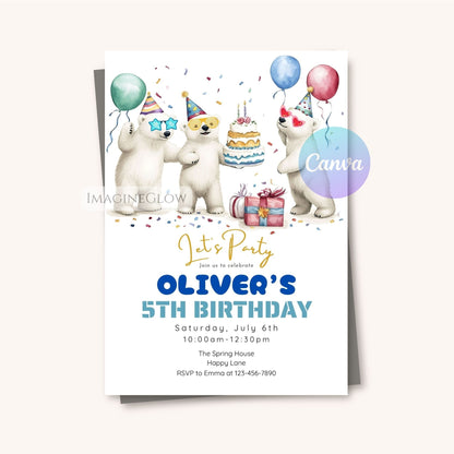 cute polar bear birthday card
