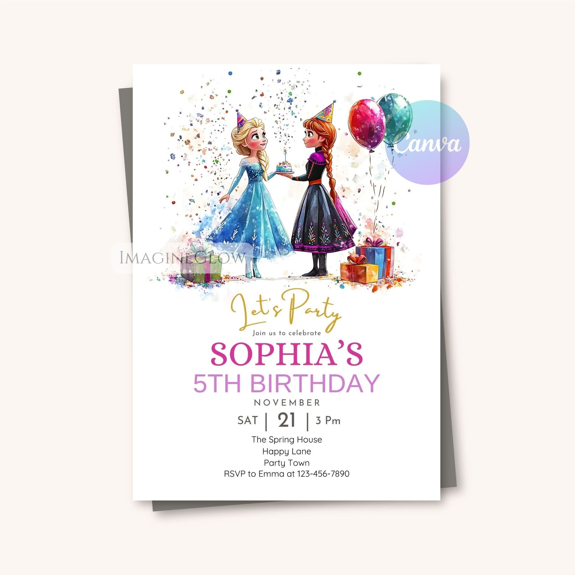 Printable Frozen birthday invitation design
