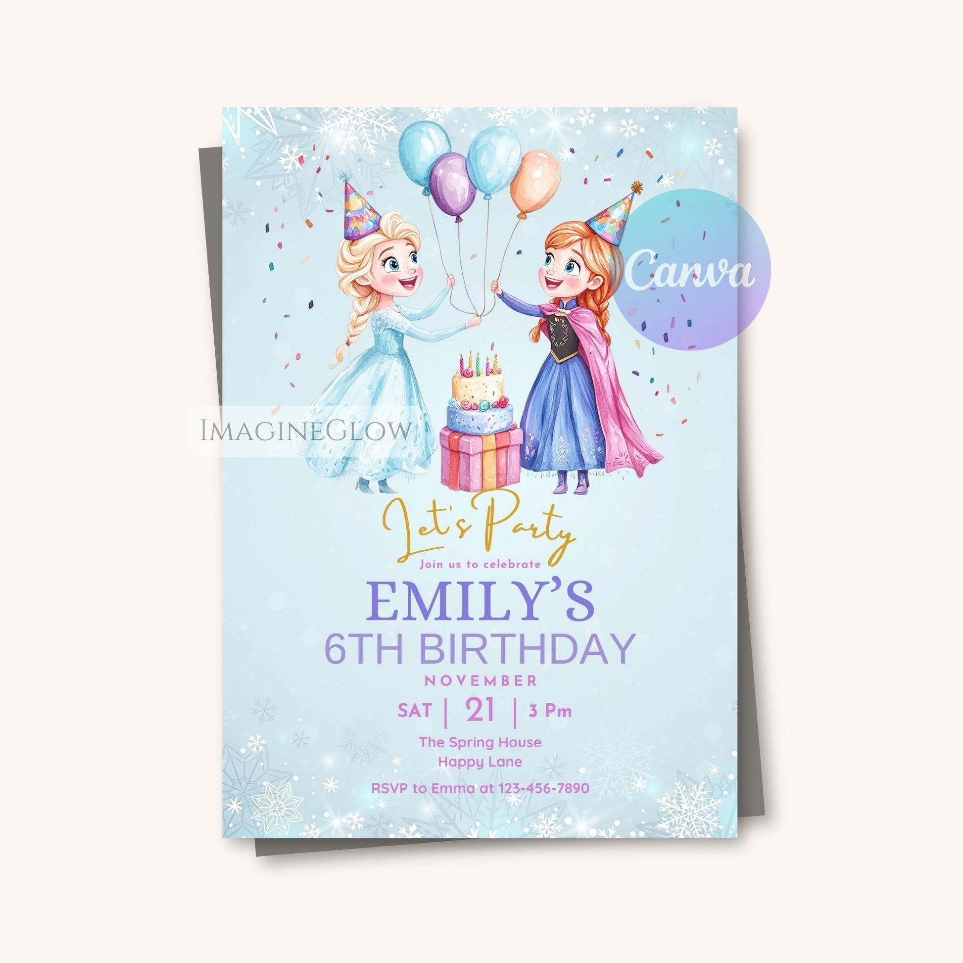snow princess birthday card
