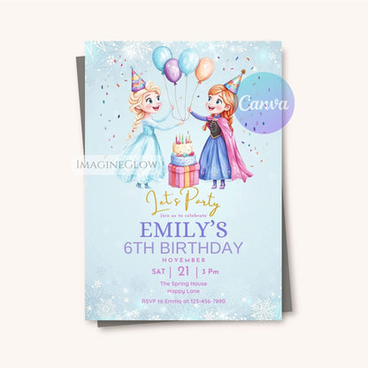 snow princess birthday card
