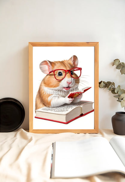 Playful hamster illustration perfect for reading spaces