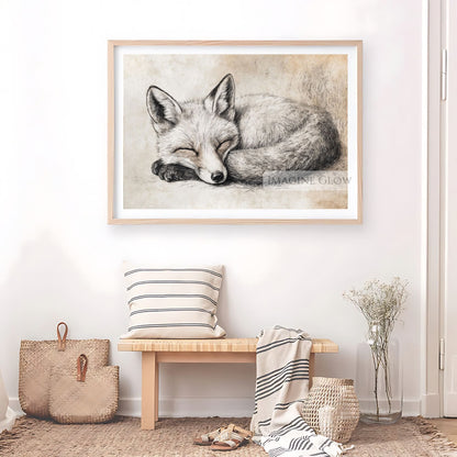 Timeless wildlife fox illustration in antique style.
