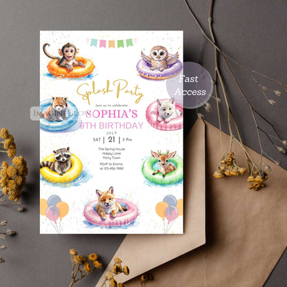 kids summer birthday invite digital
