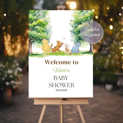 Classic Winnie the Pooh woodland baby shower decor