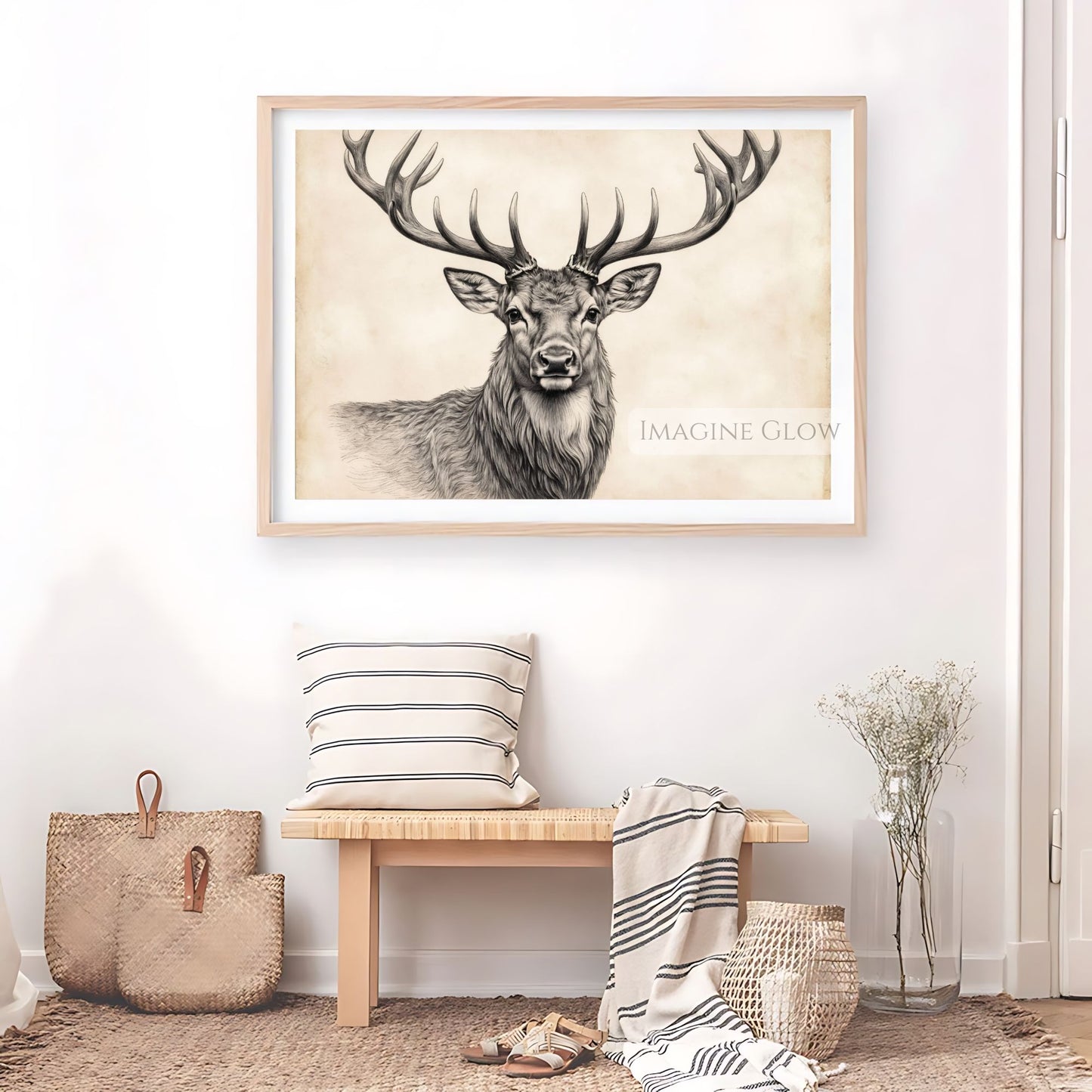 Elegant vintage deer illustration for classic decor.