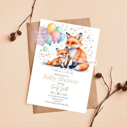 fox baby shower invitation


