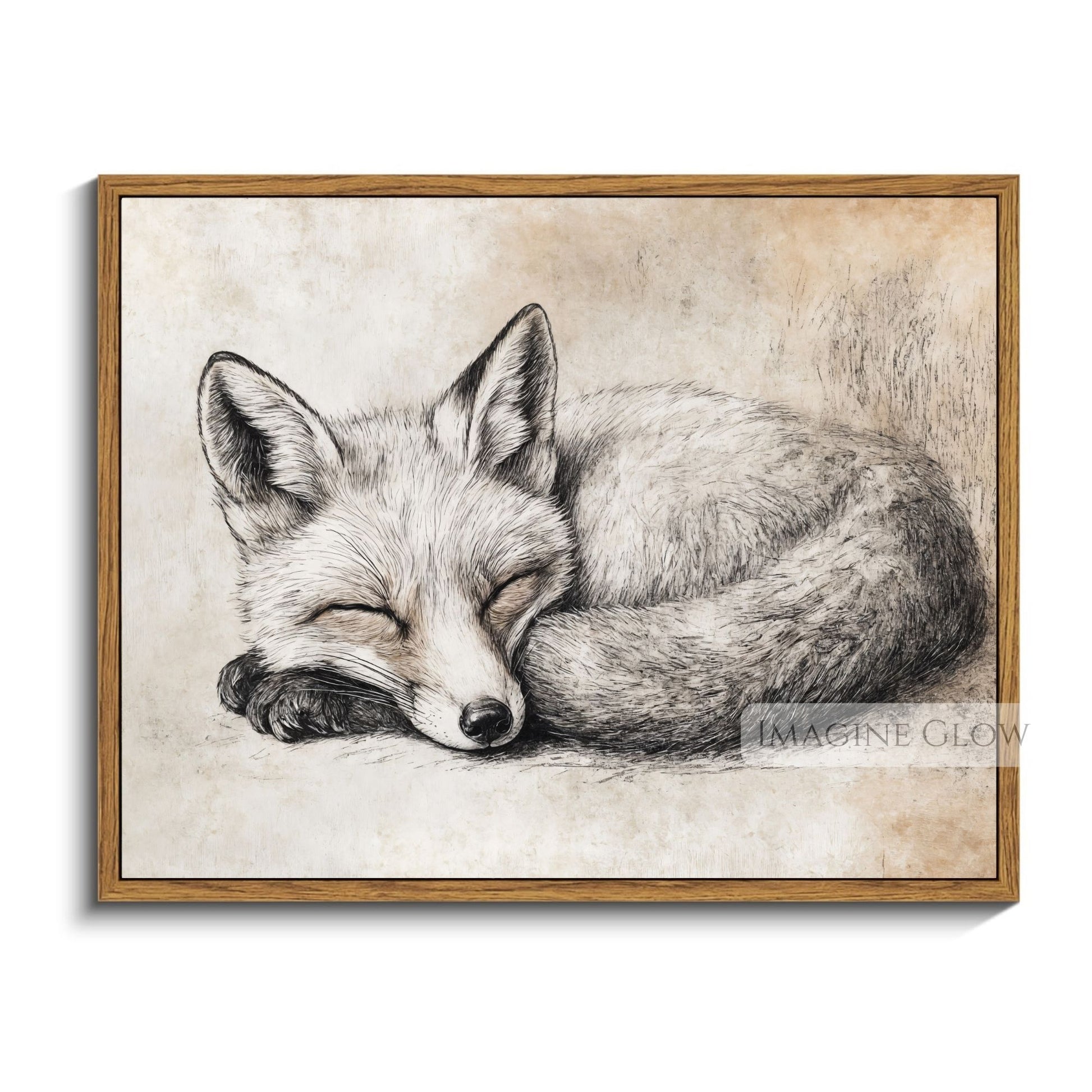 Antique fox drawing for rustic farmhouse interiors.
