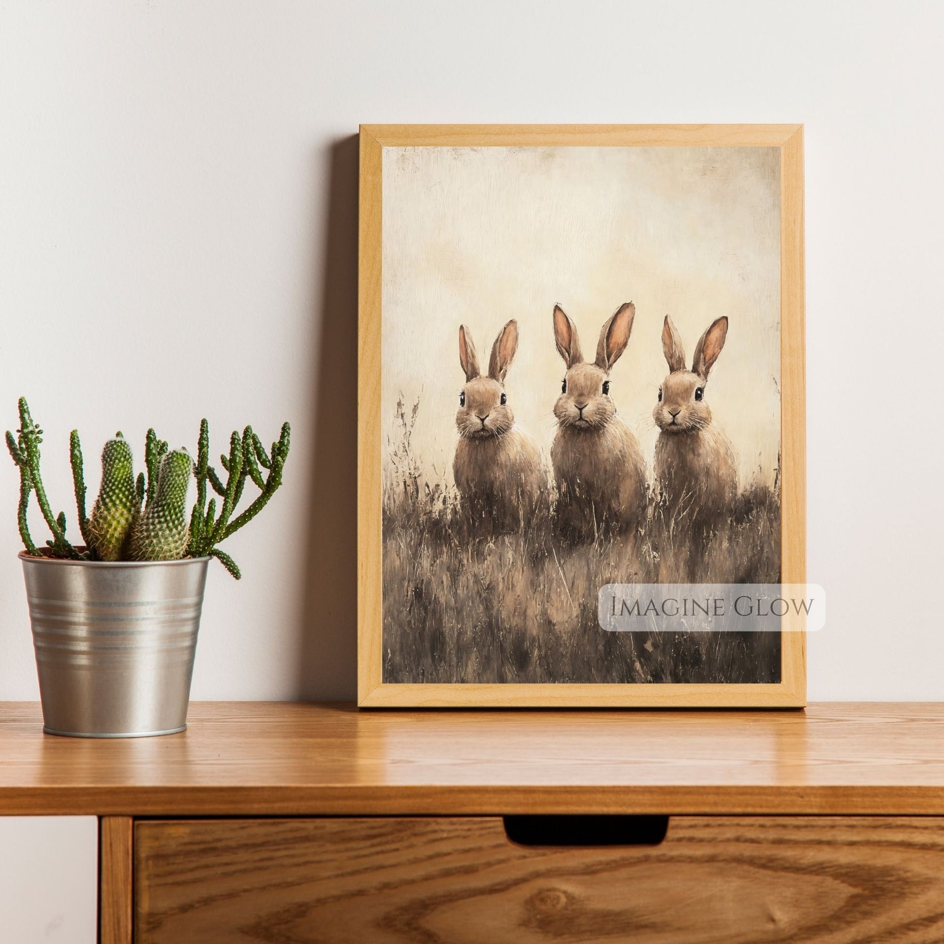 Classic rabbit artwork for nursery or country home