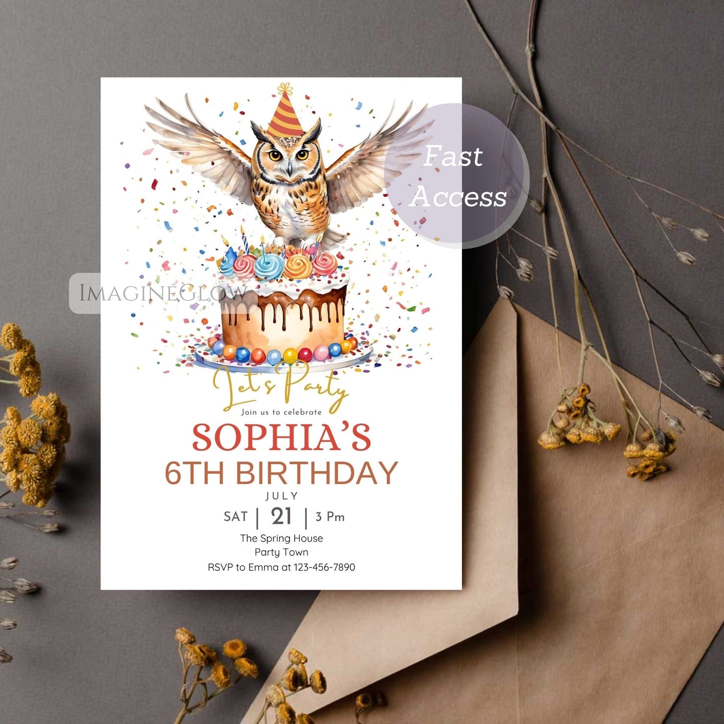 owl birthday invitation woodland theme party invite
