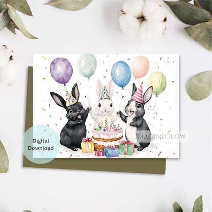 printable rabbit birthday card design
bunny happy birthday card printable
rabbit birthday card for animal lovers
