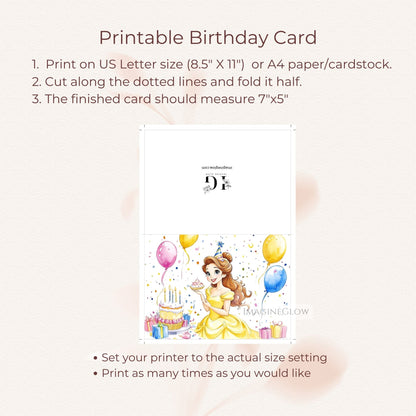 Beauty and the Beast party card
princess-themed birthday greeting
Belle art birthday card
cute Belle birthday printable