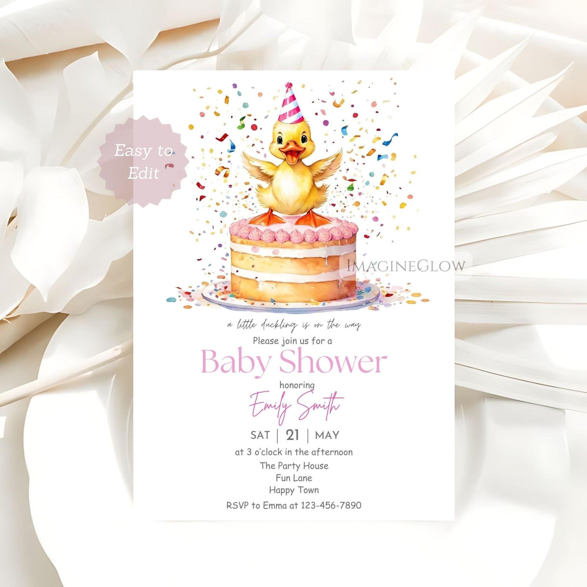 Cute duck-themed baby shower invite
