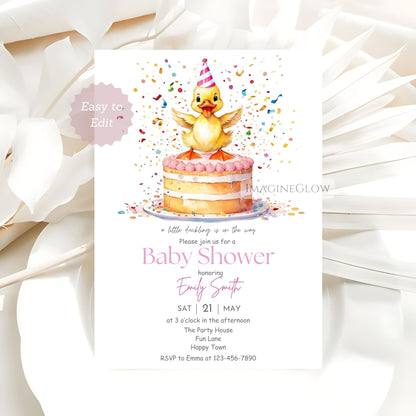 Cute duck-themed baby shower invite
