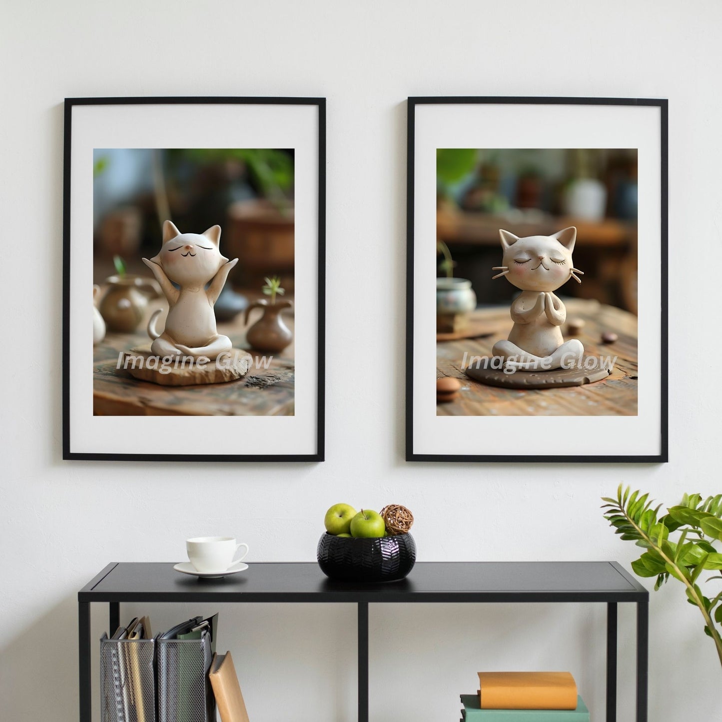 Yoga cats art print for fun yoga decor