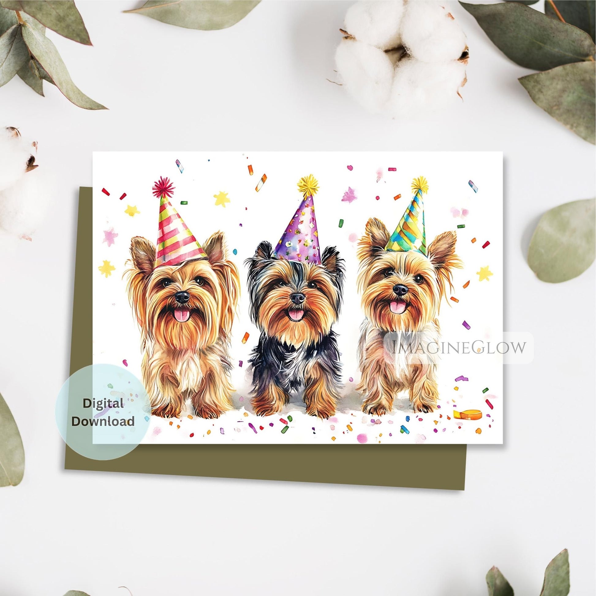 digital yorkie dog birthday card
printable yorkie card for dog lovers
