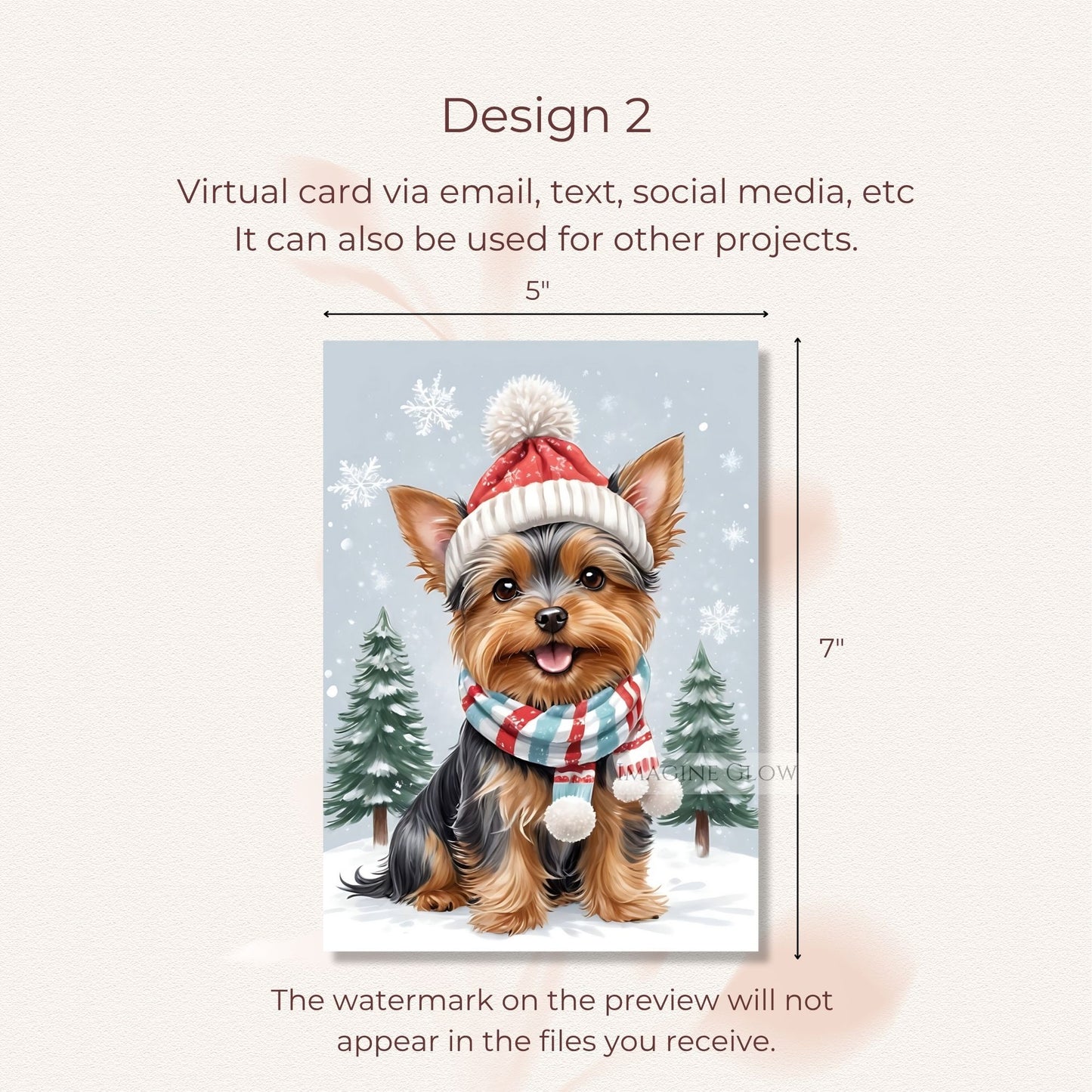 cute yorkie dog christmas greeting card